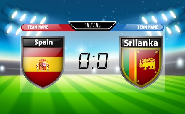 Vector a scoreboard spain vs srilanka