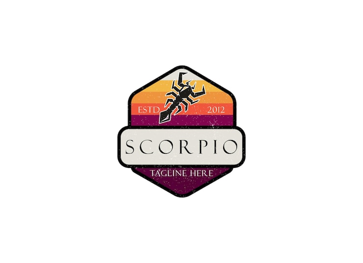 वेक्टर scorpio logo design. classic hipster scorpio logo.