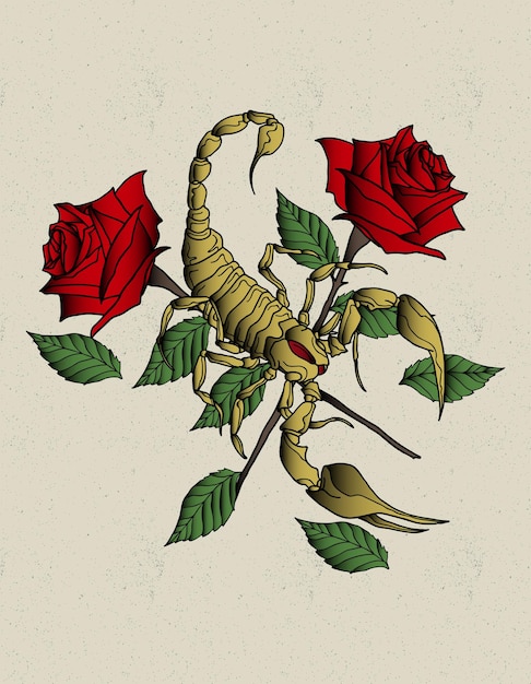 Vettore disegno di rose scorpione