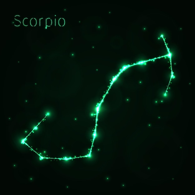 Vector scorpio silhouette of lights