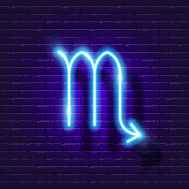 Scorpio zodiac sign neon icon Astrological zodiac signs glowing symbol