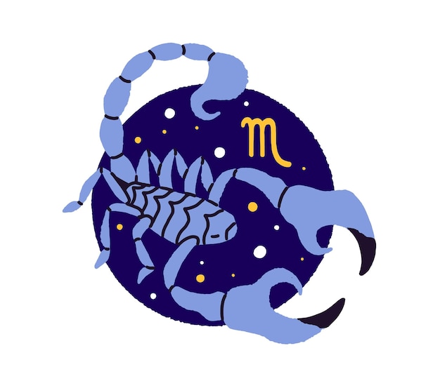 scorpio zodiac sign round shape avatar constellation symbol of scorpion on circle icon horoscope element astrology month of birth in astral calendar flat isolated vector illustration on white