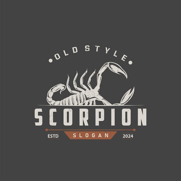 Vector scorpion logo identity design vintage retro simple black silhouette template poisonous forest animal
