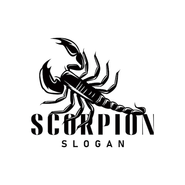 Vector scorpion logo identity design vintage retro simple black silhouette template poisonous forest animal