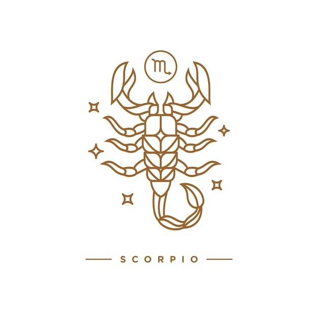 Vector scorpion logo line abstract zodiac sign scorpio tribal tattoo design graphic illustration symbol