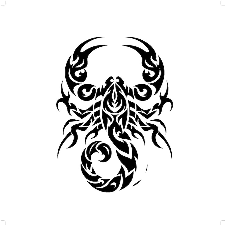 Vector scorpion in modern tribal tattoo abstract line art of animals minimalist contour vector