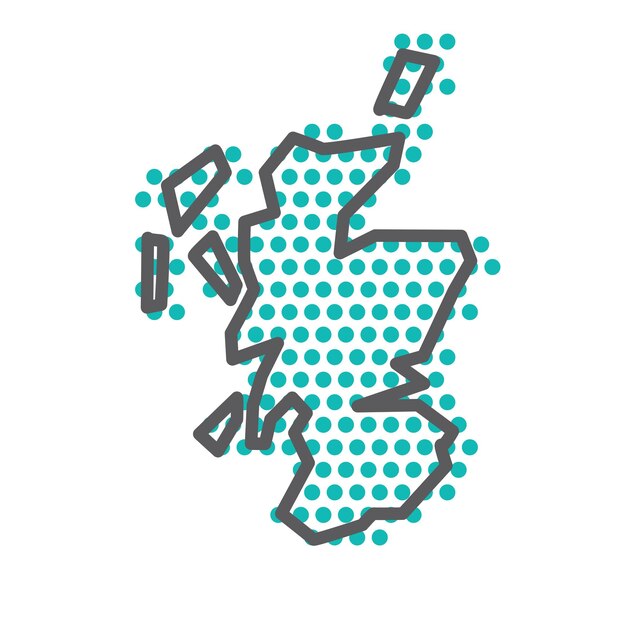 Vector scotland simple outline map with green halftone dot pattern