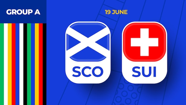 Vector scotland vs switzerland football 2024 match versus 2024 group stage championship match versus teams intro sport background championship competition