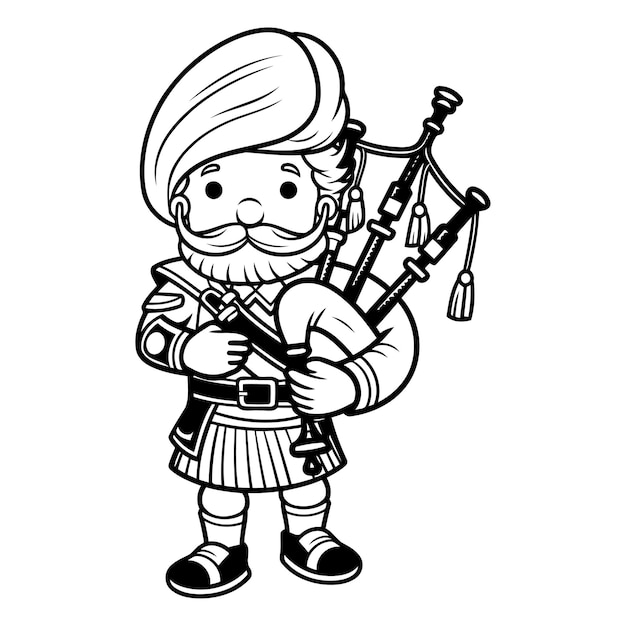 Vector scottish bagpipes of a bagpipes player