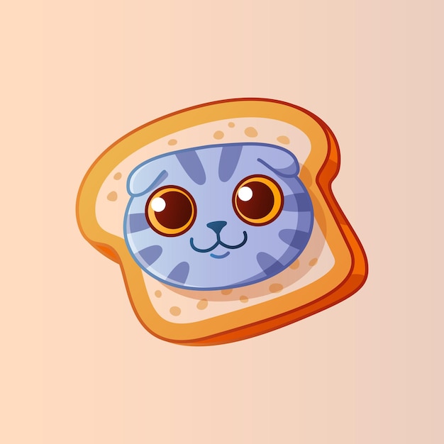 Scottish fold cat in piece of bread