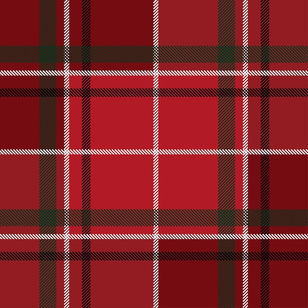 Vector scottish plaid red checkered pattern red black background with fabric texture striped textile print