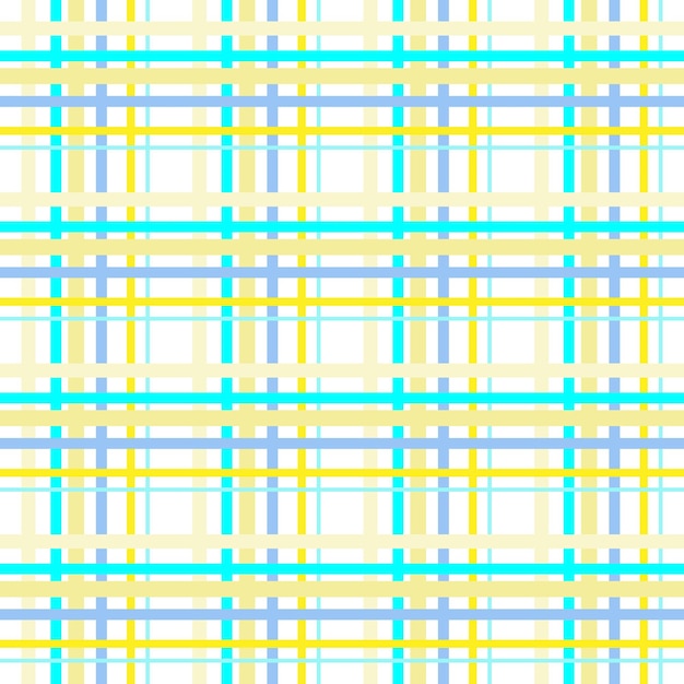 스코틀랜드 타탄 체크 무늬 마드라스 패브릭 라인 노란색 파란색 원활한 패턴 최소한의 복고풍 벡터