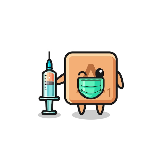 Scrabble mascot as vaccinator