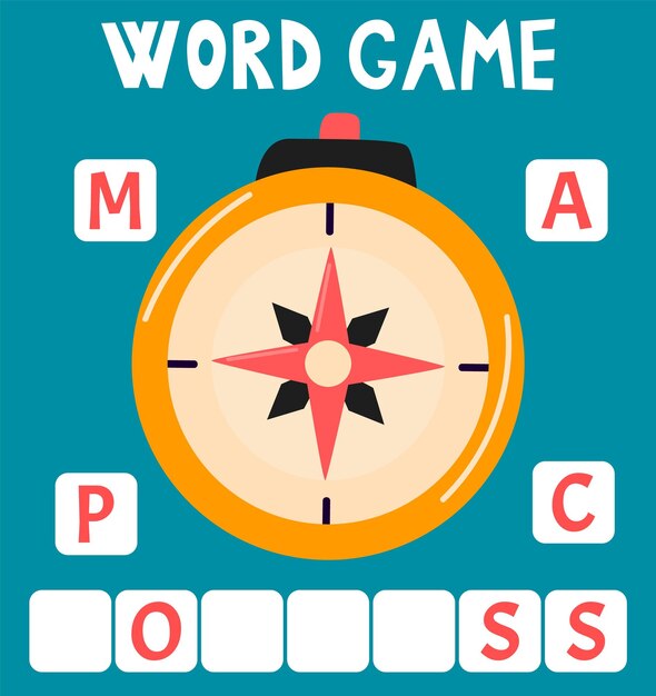 Scrabble-woordspel dat is gerangschikt in woorden met tekst pirates-thema compass