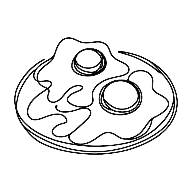 scrambled eggs in one line breakfast illustration