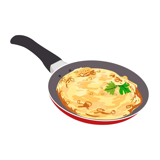 Vector scrambled eggs on pan illustration