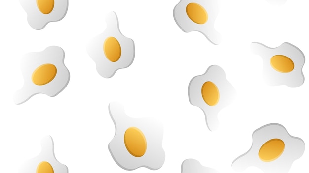 Scrambled eggs on a white background vector illustration pattern egg with yellow yolk delicious