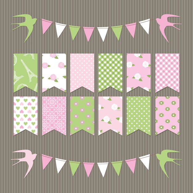 Scrapbook bunting flags.