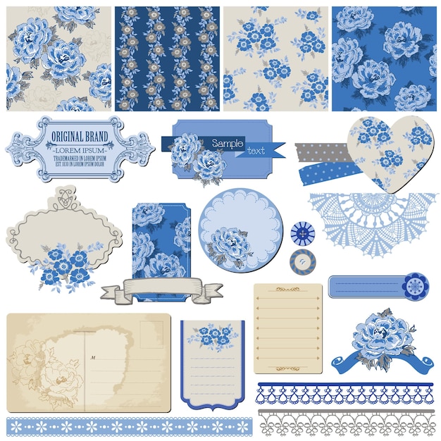 Elementi di design scrapbook fiori vintage