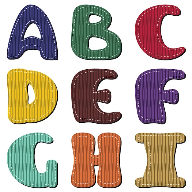 scrapbook letters abc on white background