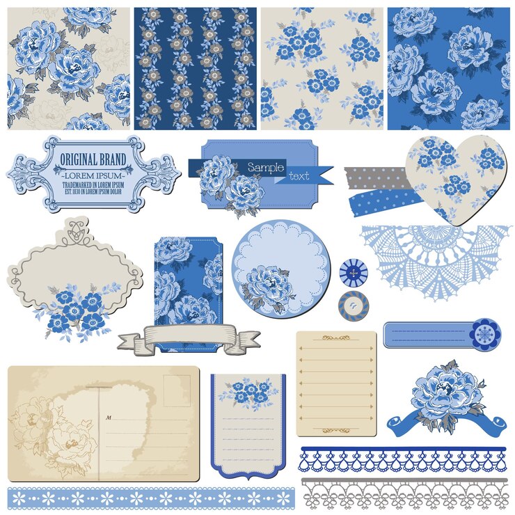 ScrapBook ontwerpelementen Vintage bloemen