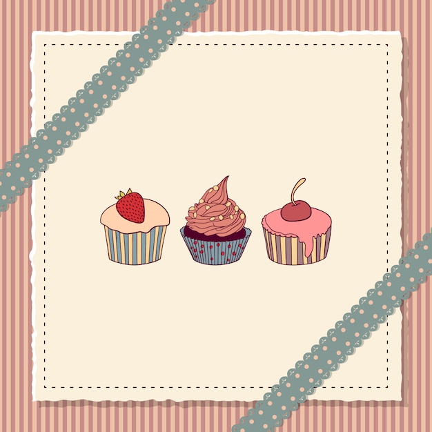 Scrapbooking kaart met cupcakes