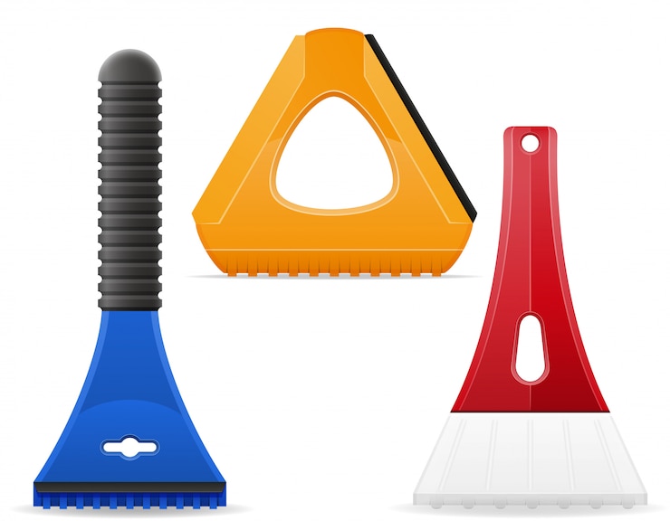 Vector scraper for cleaning car from snow and ice vector illustration