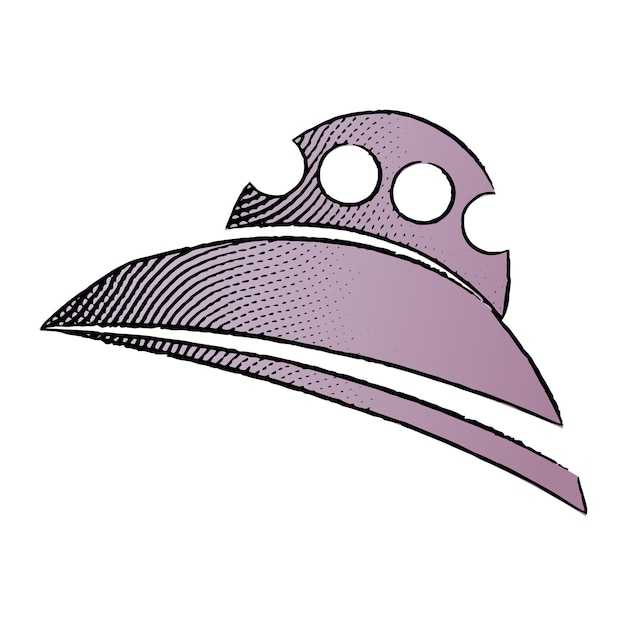 Гравированная икона инопланетного корабля с фиолетовой заливкой