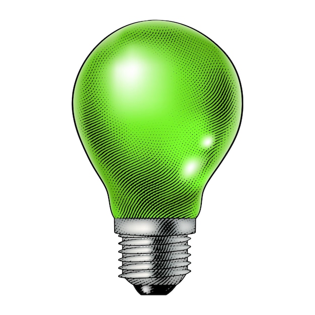 Лампочка с гравировкой на доске для гравировки и зеленой заливкой