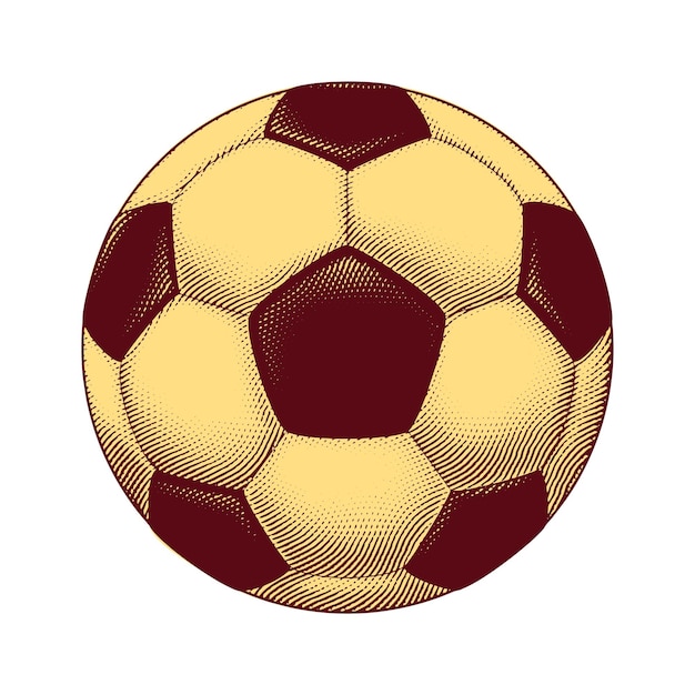 Pallone da calcio inciso su scratchboard con riempimento giallo