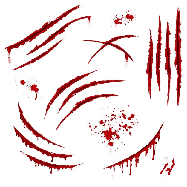 Scratched claw blood wounds background