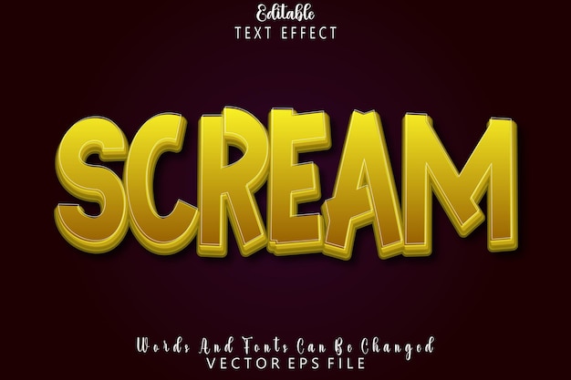 Редактируемый текстовый эффект Scream 3d Emboss в мультяшном стиле