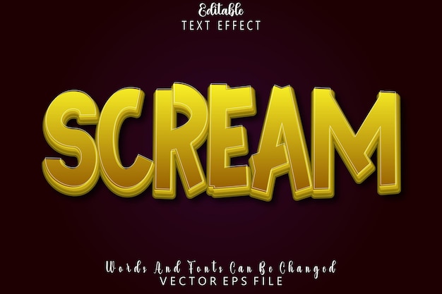 Scream Editable Text Effect 3d Emboss Cartoon Style