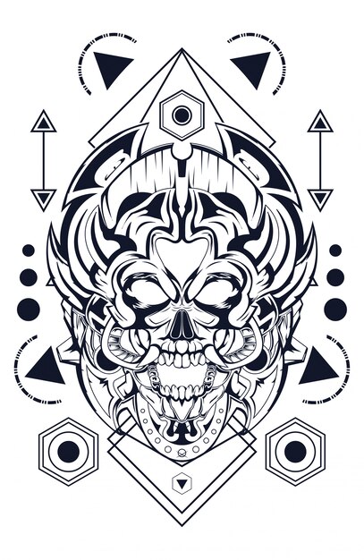 scream skull sacred geometry premium 