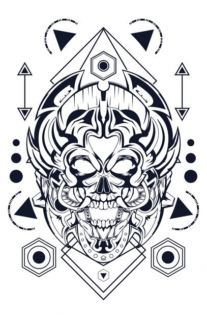 ベクトル scream skull sacred geometry premium