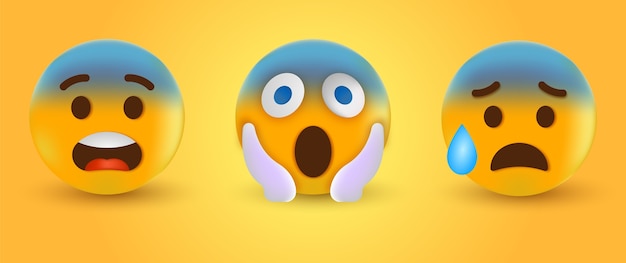 Vector screaming emoticon emoji with two hands holding the face or shocked emoji and sad emotion