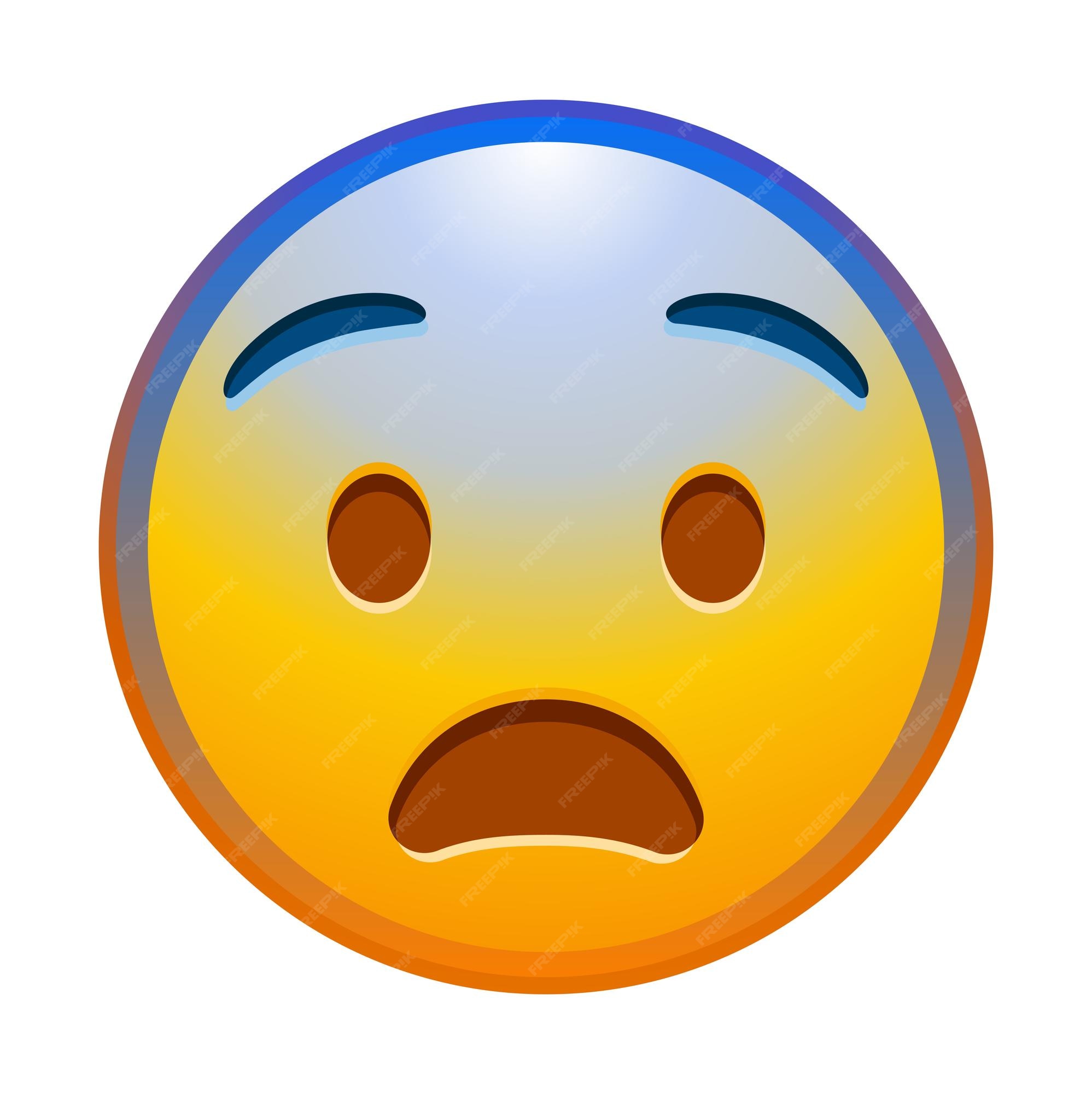 Cartoon Face Frightened Emoji Vector Scared Facial Expression Wide