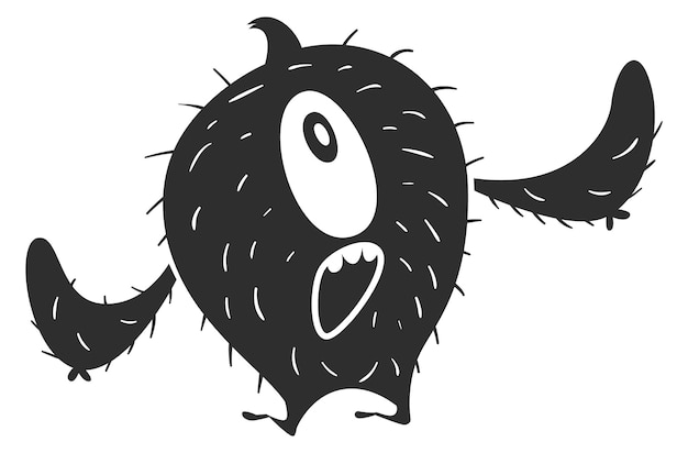 Vector screaming monster scared funny creature black character