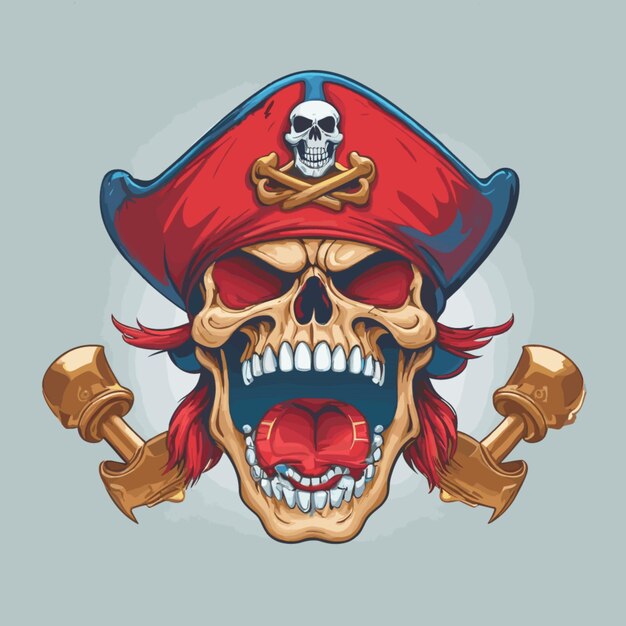 Vector screaming skull pirate vector on a white background