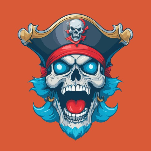 Screaming skull pirate vector on a white background