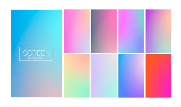 Screen gradient set with modern abstract backgrounds.