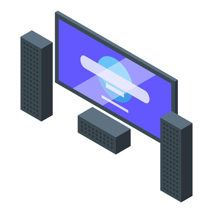 Vector screen home theater icon isometric vector sound player
