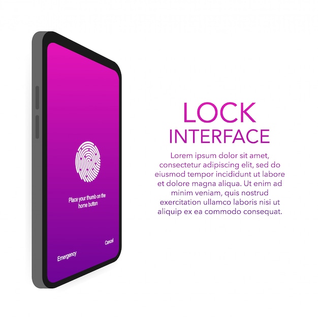 Vector screen lock authentication password smartphone template.