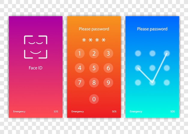 Vector screen lock authentication password smartphone