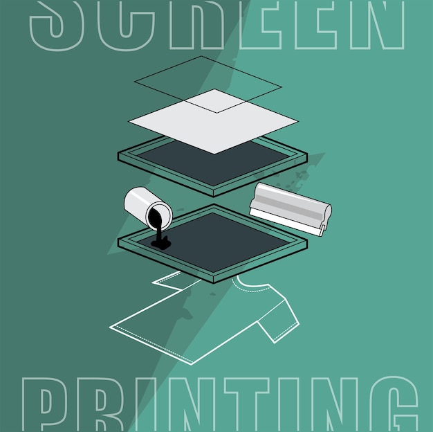 Vector screen print process icon with green background