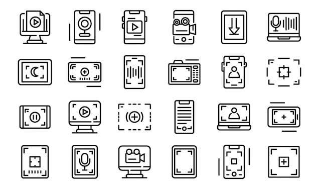 Screen recording icons set