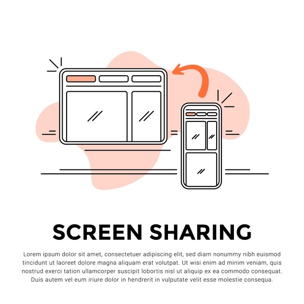 Screen sharing illustration in modern concept design