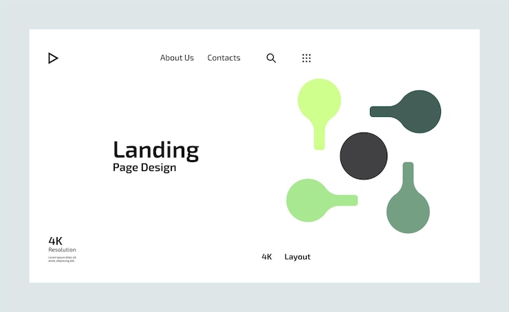 Vector a screen showing a page that says  landing page