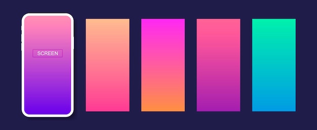 Screens gradient set background for mobile phones and mobile app, ui, design theme.