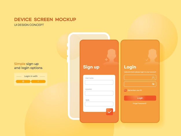 A screenshot of a phone screen mockup with a sign up.